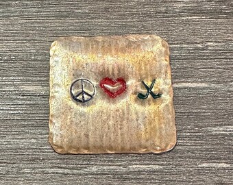 Peace, Love, Golf 1&quot; Square Custom Hand-Stamped Golf Ball Marker