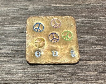 Peace Out 1&quot; Square Copper Ball Marker