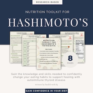 Hashimotos Nutrition Guide | A4 Digital Toolkit for Eating with Hashimoto&#39;s Thyroiditis Elimination Diet Autoimmune Hypothyroidism Graves