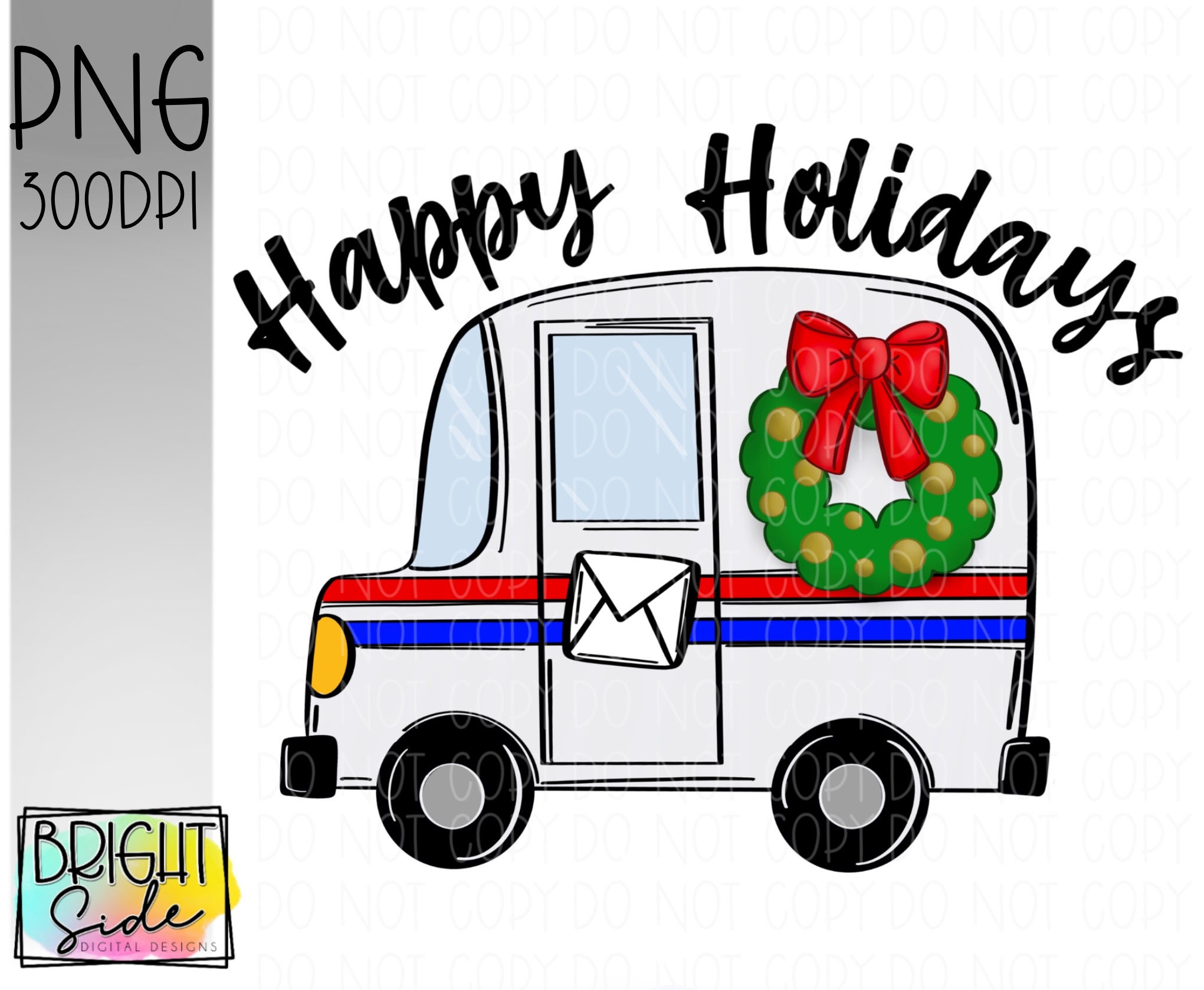 Happy Holidays mail truck Etsy