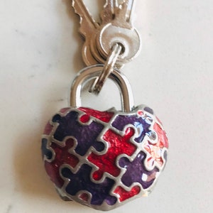 Handmade, Pewter, Heart, Padlock with 3 keys, Handbag Charm, Luggage Lock, School locker, Gym Locker, Frog gift, Unique Pewter Gift