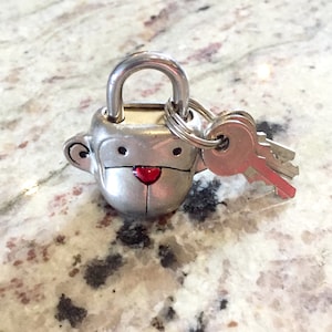 Handmade, Pewter, Monkey, Padlock, Charm, Luggage Lock, School Locker Lock, Gym Locker Lock, Lock with Keys, Novelty, Unique, Pewter Gift
