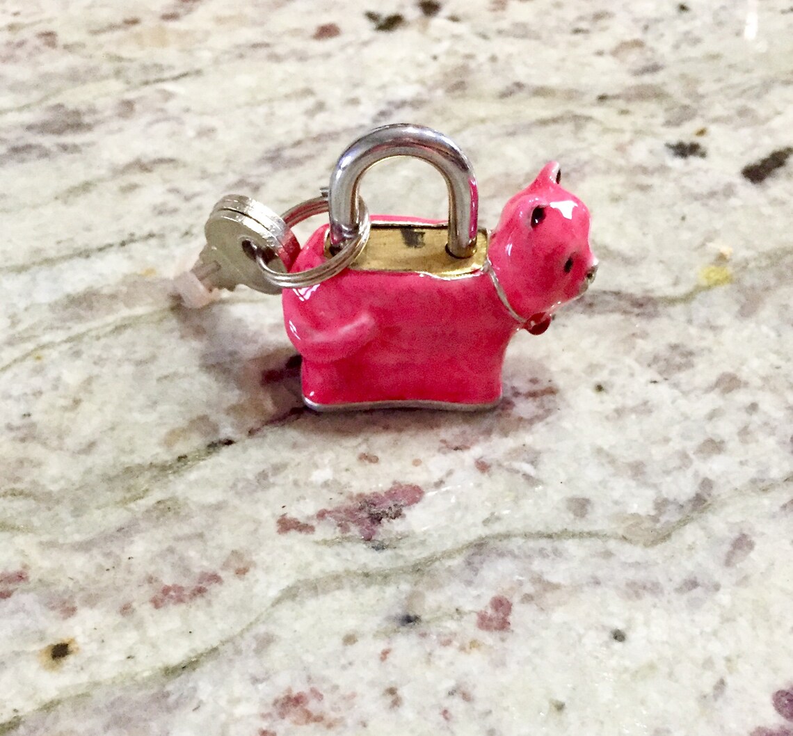 Handmade Pewter Cat Padlock Charm Luggage Lock School Etsy