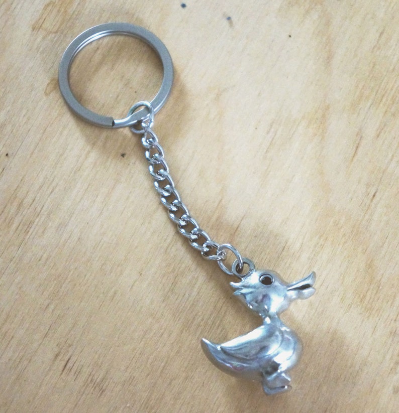 Duck Handcrafted Pewter Gifts Duck Charm Keychain Pewter Keyring Solid Pewter