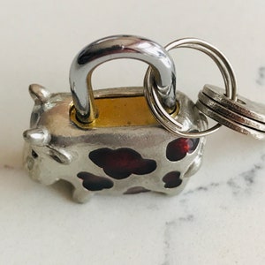 Handmade, Pewter,Bull, Cow Padlock, Charm, Luggage lock, Gym Locker, Unique Pewter Gift