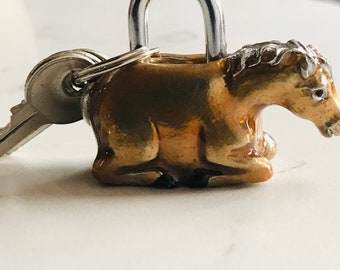 Handmade, Pewter, Horse, Padlock, Charm, Luggage Lock, School Locker Lock, Gym Locker Lock, Lock with Keys, Novelty, Unique, Pewter Gift