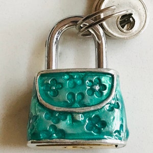 Handmade, Blue Handbag, Padlock, Charm, Luggage Lock, School Locker Lock, Gym Locker Lock, Lock with Keys, Novelty, Unique, Pewter Gift
