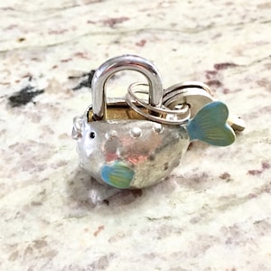 Handmade, Pewter, Fish, Padlock, Charm, Luggage Lock, School Locker Lock, Gym Locker Lock, Lock with Keys, Novelty, Unique, Pewter Gift
