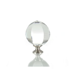 May include: A clear crystal cabinet knob with a faceted design and a silver base.