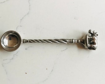 Cuchara de azúcar de hipopótamo de peltre hecha a mano: utensilio de acero inoxidable para servir té