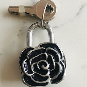 Handmade, Pewter, Flower, Padlock, Charm, Luggage lock, Gym Locker, Unique Pewter Gift
