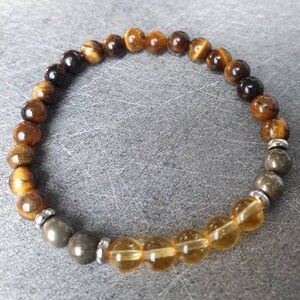 "Success" bracelet by Nippotame: Citrine, Pyrite and Tiger's Eye - Natural stones - 6 mm