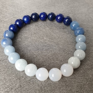 &quot;Blue Dream&quot; bracelet by Nippotame - Natural stones - 8 mm