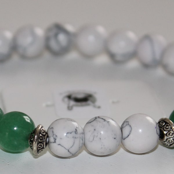 Howlite & Green Aventurine Bracelet - Natural stones - 8mm