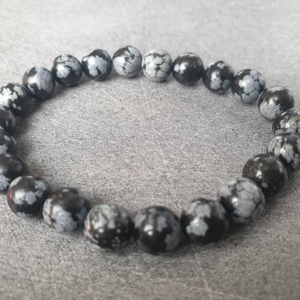 Bracelet Obsidienne Flocon de neige - Pierres naturelles - 8mm