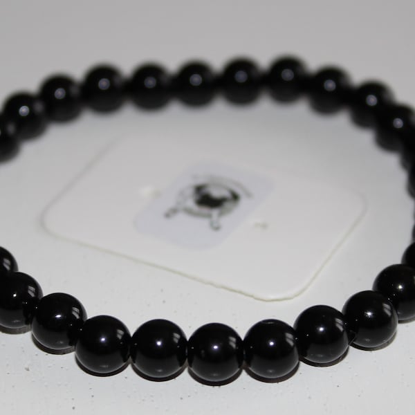 Bracelet Agate noire - Pierres naturelles - 6mm