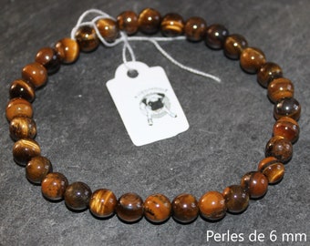 Bracelet Perles Pierre De Lave Et œil De Tigre - Fait Main Sur Mesure En France - Sans Fermoir