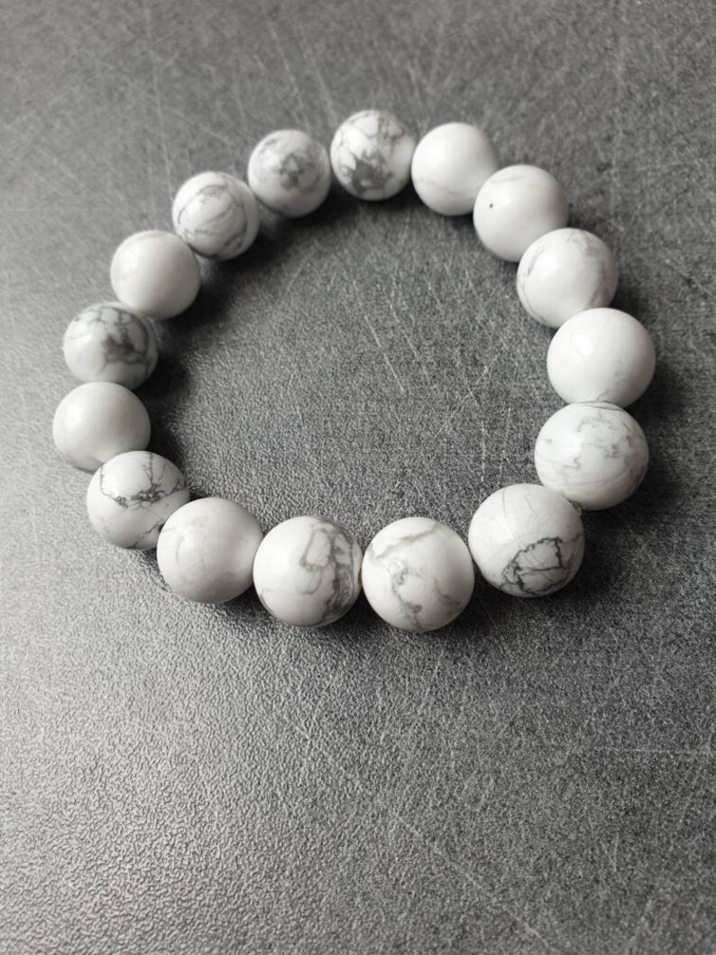 Bracelet Howlite Pierres naturelles 12mm image 5