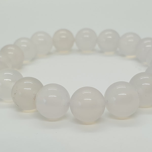 Bracelet Agate blanche - Pierres naturelles - 10 mm