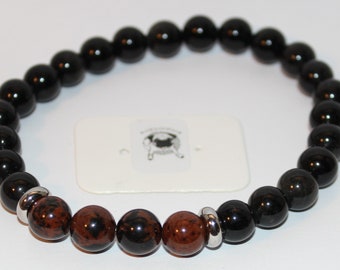 Bracelet Obsidienne & obsidienne acajou - Pierres naturelles - 8mm