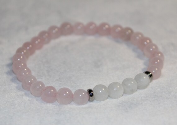 Bracelet En Quartz Rose Naturel - Monté Sur Élastique - Qualité Extra - Neuf