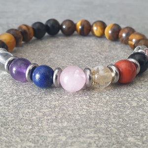 7 chakra bracelet - Natural stones - 8 mm