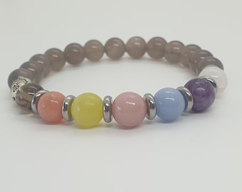 Bracciale Dei Sette Chakra In Pietre Naturali Da 8 Mm Elasticizzato - Foto 10