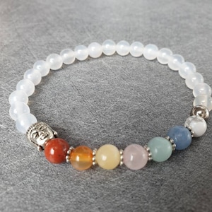 Clear 7 chakra bracelet - Natural stones - 6 mm
