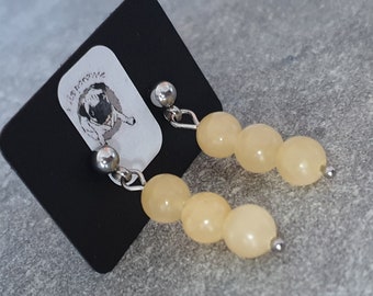 Boucles d'oreilles Jade jaune - puces - Pierres naturelles - 6 mm