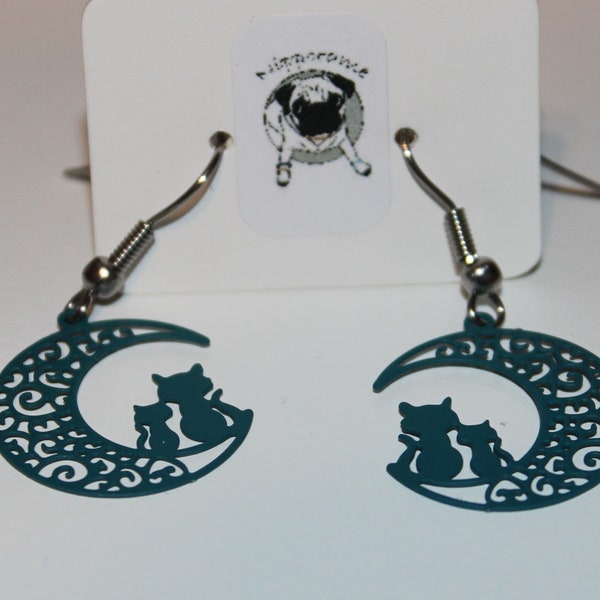 Boucles d'oreilles Chats au clair de lune