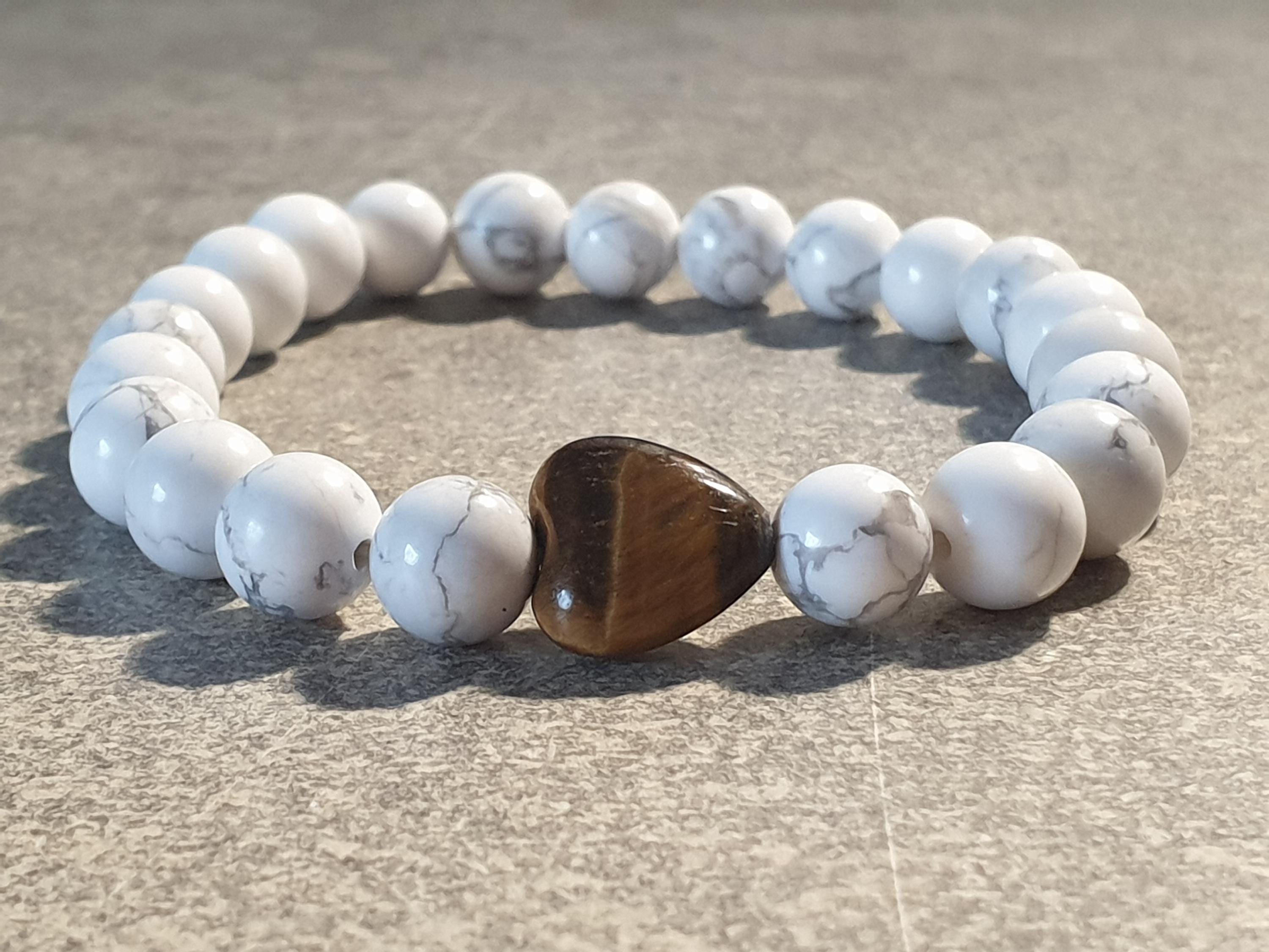 Bracciale Equilibrio in Howlite bianca | 6mm