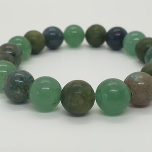 Green Jade, Green Aventurine & Chrysocolla Bracelet - Natural stones - 10 mm