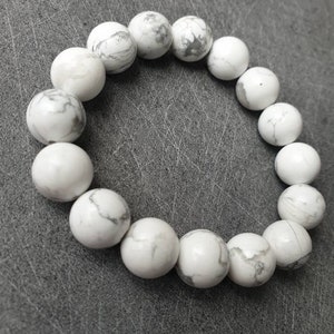 Bracelet Howlite Pierres naturelles 12mm image 3