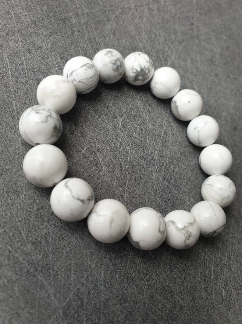 Bracelet Howlite Pierres naturelles 12mm image 3