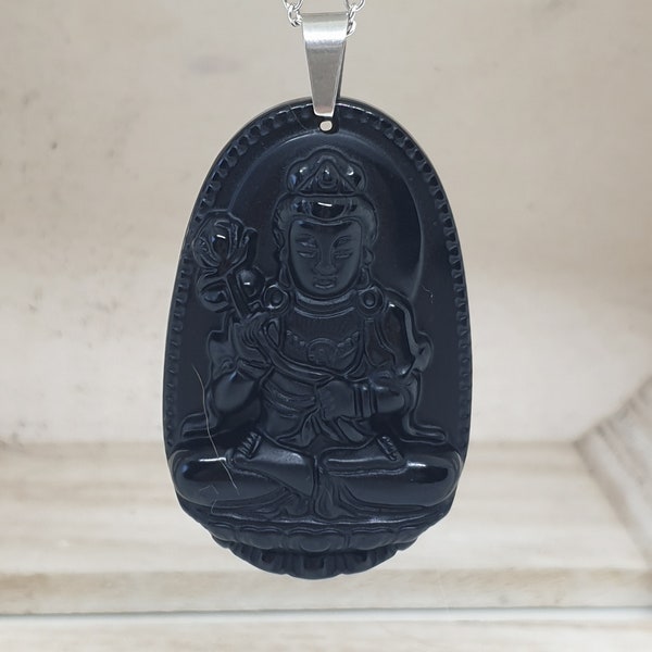 Collier Obsidienne - Bouddha - Pierre naturelle