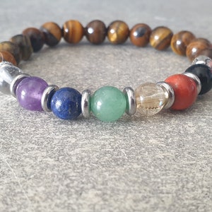 7 Chakra Bracelet - Natural Stones - 8 mm