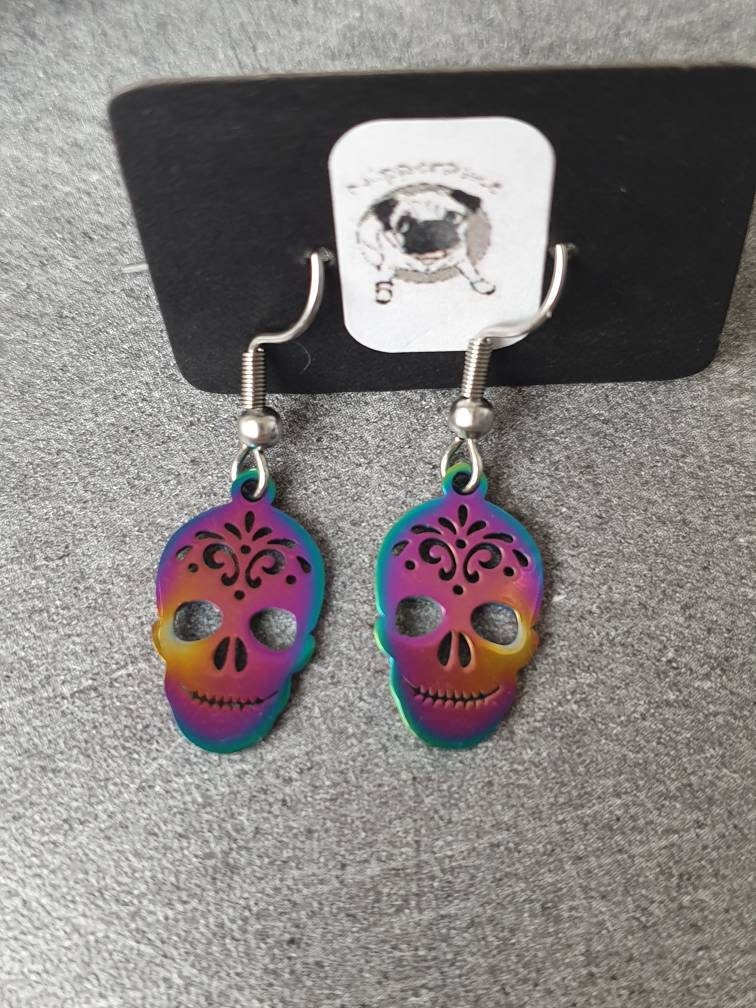 Boucles d'oreilles Tête de Mort Halloween