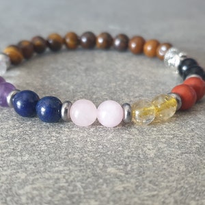 7 chakra bracelet - Natural stones - 6 mm