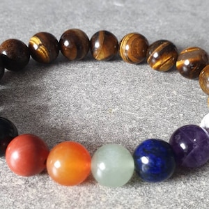 7 chakra bracelet - Natural stones - 10 mm