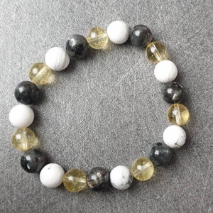 Armband aus Labradorit, Citrin und Howlith – Natursteine – 8 mm