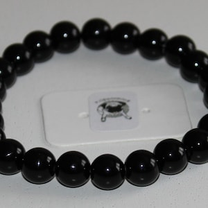 Black Agate Bracelet - Natural Stones - 8 mm