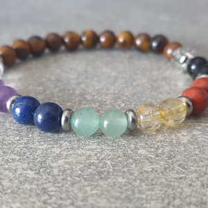 7 chakra bracelet - Natural stones - 6 mm