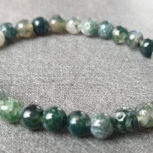 Armband av mossagat - Naturstenar - 6 mm