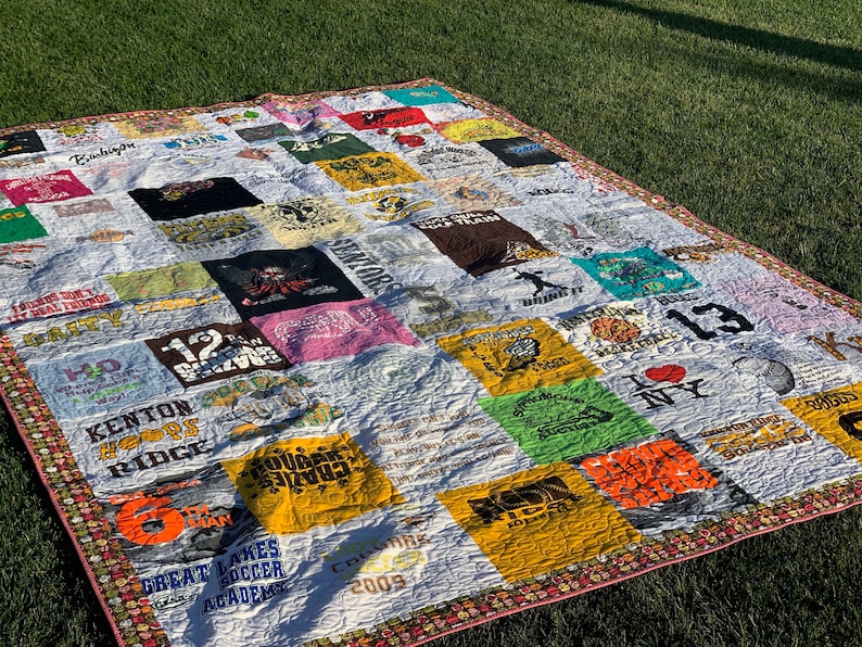 Tshirt quilts, T-shirt quilt, Custom quilts, Memory quilts, Sorority quilt, Graduation quilt, Sports quilt, Keepsake quilt, DEPOSIT 100.00 image 4