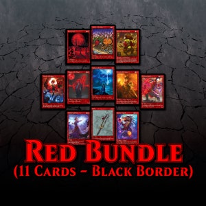 PAQUETE DE TARJETAS ROJAS (Arte alternativo con bordes negros) 11 tarjetas