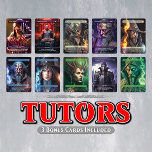 TUTORS Set - Full Art - 10 Cards - MTG Proxy Tutor Set for Commander EDH/cEDH - Demonic, Vampiric, Mystical Tutors & More + 3 Bonus Cards