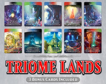 TRIOME LANDS Set - Full Art - 10 MTG Proxy Triome Lands for Commander Edh/cEDH - Luxury Suite, Savai, Raugrin Triome & More + 3 Bonus Cards