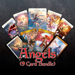 ANGES - Lot de 9 cartes (7 illustrations complètes + 2 avec bordure noire) Cartes personnalisées Autres illustrations + 2 cartes bonus