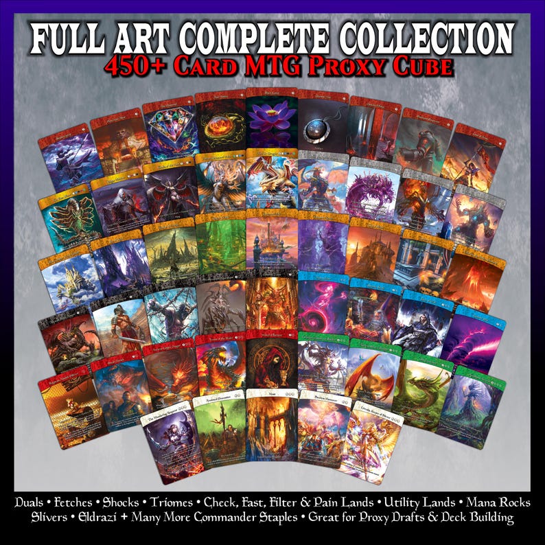 MTG Proxy Cube Draft Kit | 450+ Card Full Art Collection with Custom Alternate Art image 1