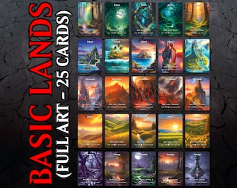 Terrenos Básicos com Arte Completa - Conjunto de 25 Cartas